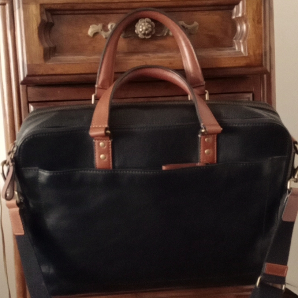 Fossil Black and Brown Laptop Bag